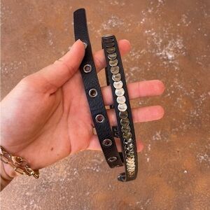 Black Studded Leather Belt Set